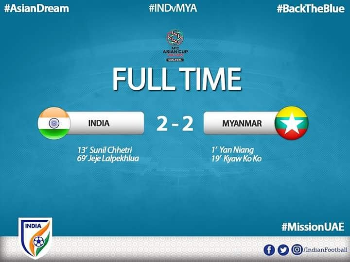 India 2 – 2 Myanmar – AFC Asian Qualifier -Post Match Analysis