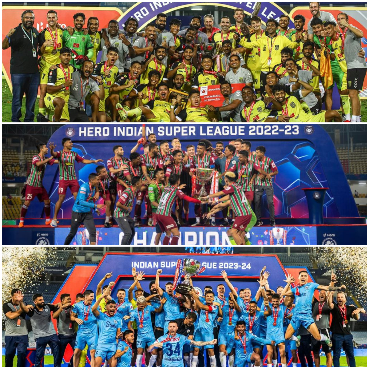 Hyderabad FC vs. Mohun Bagan Super Giant vs. Mumbai City FC: Comparing The Last 3 ISL Cup Winners